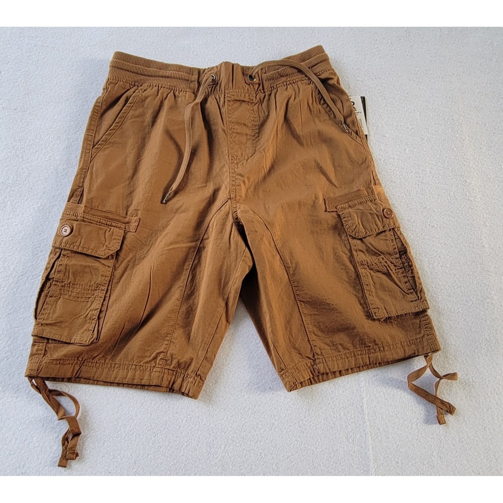LR Scoop Men's Elastic Waist Drawstring Multi Pocket‎ Cargo Shorts Size S Wheat